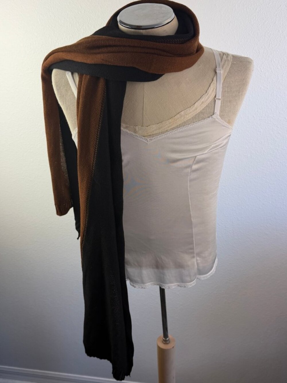 Summersalt Colorblock Knit Scarf Brown Black OS